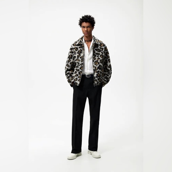 Zara Man Cheetah Print Zip Up Jacket - Picture 2 of 7